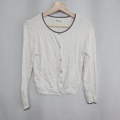 ◇ MISCH MASCH ミッシュマッシュ ビジューボタン付き 長袖 ニットカーディガン サイズM ホワイト ブラック レディース E  【1408220064465】