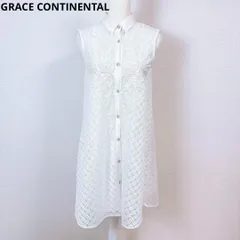 【美品】グレースコンチネンタル レース刺繍 ノースリーブシャツワンピース 36