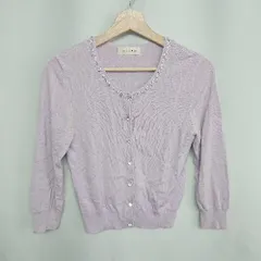 ◇ Debut de Fiore ビジュー装飾 長袖 ニットカーディガン サイズ38 ラベンダー レディース E  【1408220066209】