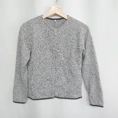 ◇ 無印良品 長袖 ニットカーディガン サイズM ライトグレー ブラック レディース E  【1408220066087】