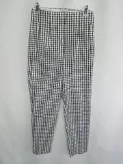 ◇ ZARA ザラ ギンガムチェック柄 ストレートパンツ サイズS ブラック系 レディース E  【1408220069590】