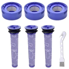 【フォロー割】V7シリーズ V8シリーズ用 アメリカ版 プレフィルター(3枚)＆ポストモーターフィルター(3個) 互換品 掃除機フィルター 洗濯可能 高性能 吸引力 置き換え部品 ブラシ付 7個セット