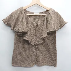 ◇ ⊂ OLIVE des OLIVE オリーブデオリーブ チェック 袖なし カットソー サイズM ブラウン レディース E 【1409100003697】