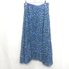 ◇ ⊂ UNIQLO ユニクロ 総柄 ロング丈 フレア スカート サイズL ブルー系 レディース E  【1409100004281】