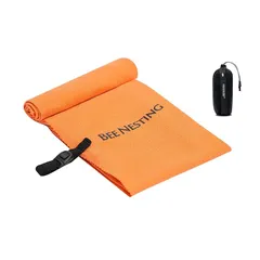 BeeNesting 超軽量速乾タオル そっかんタオル 超吸水 抗菌 防臭 スポーツタオル く折りたためる コンパクト 収納袋付き旅行 水泳 アウトドア 登山用（M オレンジ） 0
