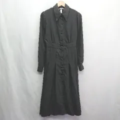 ◇ ⊇ H&M エイチアンドエム ポロ襟 長袖 マキシ ワンピース サイズM ブラック レディース E  【1409100004090】