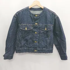 ◇ ⊇ MAJESTIC LEGON　デニム生地　コットン系　リネン使用 長袖 デニムジャケット サイズS ネイビー系 レディース E  【1409100003871】