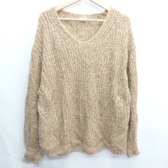 ■ ⊇ apart by ラメ入り 長袖 ニット サイズF ライトブラウン ゴールド レディース E  【1409100003857】