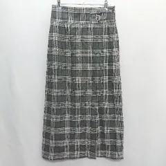 ◇ ⊇ GLOBAL WORK チェック柄 ロング丈 フレア スカート サイズL ブラック グレー ホワイト レディース E  【1409100004366】