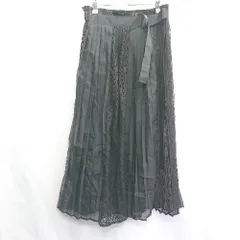 ◇ Θ PAGEBOY ALICIA 切り替えデザイン プリーツ加工 レース ロング丈 フレア スカート サイズF ブラック レディース E  【1409100005226】