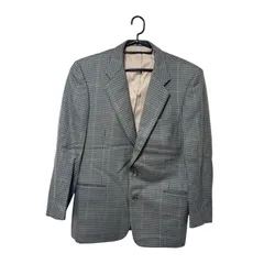 【美品】Burberrys バーバリーズ メンズ アウター テーラードジャケット グレー チェック柄 毛100% 160AB3サイズ B24