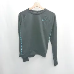 ◇ Θ NIKE ナイキ ロゴプリント 長袖 ロンT サイズM ブラック ライトブルー レディース E  【1409100005660】