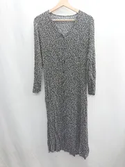 ◇ ⊇ N Natural Beauty Basic 花柄 長袖 ロング丈 ワンピース サイズM ブラック パープル系 レディース E  【1409100005639】