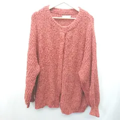 ■ ⊇ Aunt Marie's アントマリーズ 長袖 ボリュームニットカーディガン サイズF レッド系 レディース E  【1409100006162】
