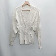 ◇ ⊇ MOUSSY リブニット 長袖 カーディガン サイズＦ オフホワイト レディース E  【1409100005851】