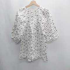 ◇ ⊂ Kastane カスタネ 花柄 七分袖 チュニック サイズＦ オフホワイト ブラウン グリーン レディース E  【1409100005790】