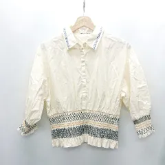 ◇ ⊂ JEANASIS ジーナシス 長袖 シャツ サイズF アイボリー ブルー ブラック レディース E  【1409100009033】