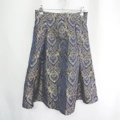◇ Θ ViS ビス 総柄 ミニ丈 台形 スカート サイズS ネイビー ゴールド レディース E  【1409100023268】