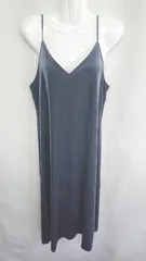 ◇ ⊂ UNIQLO ユニクロ ストレッチ素材 キャミソール 膝丈 ワンピース サイズM ネイビー系 レディース E  【1409100024920】