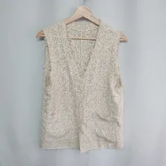 ◇ ⊂ coen コーエン ツイード柄 フリンジ装飾 ベスト サイズM ベージュ ホワイト レディース E  【1409100025378】