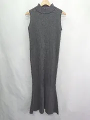 ◇ ⊇ earth music&ecology ニット素材 長袖 マキシ ワンピース サイズM グレー レディース E  【1409240023739】