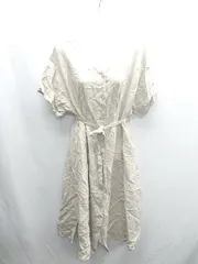 ◇ ⊂ KBF URBAN RESEARCH DOORS Vネック ウエスト紐付き 半袖 ロング丈 ワンピース サイズ1 ベージュ レディース E  【1409240033523】