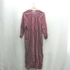 ◇ ⊂ Aunt Marie's アントマリーズ コットン100%　長袖 膝丈 ワンピース サイズM ワインレッド レディース E  【1409240030263】のサムネイル