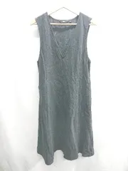 ◇ ⊂ UNIQLO ユニクロ コットン系 ノースリーブ 膝丈 ワンピース サイズM グレー系 レディース E  【1409240049159】