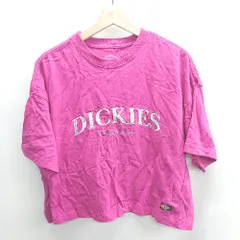 ◇ ⊂ Dickies ディッキーズ ロゴ刺繡 半袖 Tシャツ サイズM ビビッドピンク ホワイト レディース E  【1409240048954】