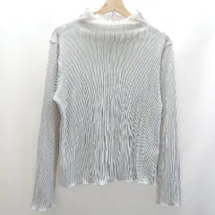 ◇ Θ classicalelf メロープリーツ 前後2WAY 光沢感 長袖 ハイネックトップス サイズL グレー レディース E  【1409240060468】