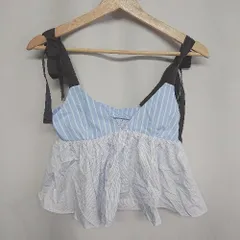 ◇ ⊂ ZARA ザラ ストライプ 袖なし チューブトップ サイズXS ブルー レディース E  【1409240066934】