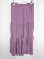 ◇ Θ apart by アパートバイ ウエストゴム マキシ フレアー スカート サイズM パープル レディース E  【1409240065920】