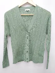 ◇ Θ　Φ PLST プラステ シルク　コットン 長袖 カーディガン サイズM グリーン レディース P  【1409250012242】