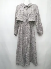◇ ⊇ GRL グレイル チェック柄 長袖 ロング丈 フレア　ワンピース サイズS ブラウン系 レディース P  【1409250009280】