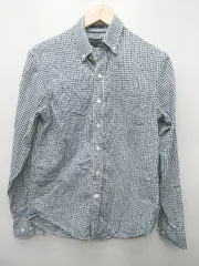 ◇ Θ　Φ BANANA REPUBLIC バナナリパブリック ギンガムチェック柄　コットン100% 長袖 シャツ サイズS ネイビー メンズ P  【1409250009051】