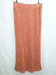 ◇ ⊇ Re:EDIT リエディ 透かし編み　ニット ロング ナロー スカート サイズM オレンジ系 レディース P  【1409250017827】