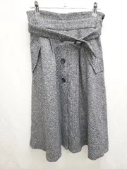 ◇ ⊇ ◎ MISCH MASCH ミッシュマッシュ ウール 秋冬 膝下丈 フレア スカート サイズ38 ブラック グレー系 レディース P  【1409250043345】