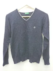 ◇ ⊇ UNITED COLORS OF BENETTON Vネック 長袖 ニット セーター 表記なし ネイビー系 レディース P  【1409250037993】