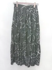 ◇ ⊂ ◎ ●未使用● GRL タグ付き 総柄 ロング フレア ティアード スカート サイズL ブラック ホワイト レディース P  【1409250043925】