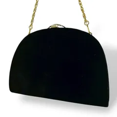 【B4338】 ハンドバッグ チェーンバッグ ベロア ブラック フォーマル ゴールド がま口 レディース パーティ 結婚式 オケージョン シンプル