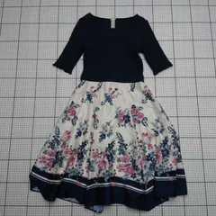 ◇ ⊂ 【プロポーションボディドレッシング】121-9140408 花柄ワンピース ネイビー系 サイズ2 レディース E  【1508260035637】