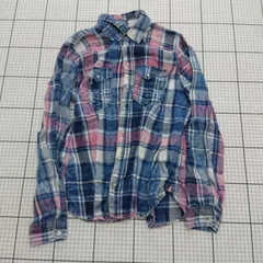 ◇ ⊇ 【ジースター・ロゥ G-STAR RAW】チェック柄 長袖シャツ Sサイズ ブルー系 メンズ E  【1509190043631】