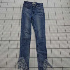 ◇ Θ 【ジェイダ GYDA】ダメージ加工フリンジデニムパンツ XSサイズ ブルー系 レディース E  【1509190044133】
