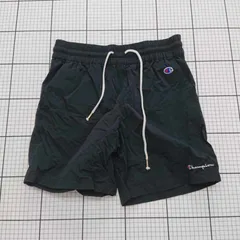 ◇ ⊂ 【チャンピオン Champion】ロゴ刺繍 ナイロンショーツ ブラック系 Lサイズ メンズ E  【1509190043891】