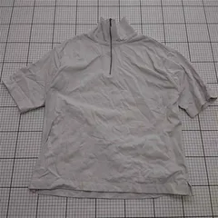 ◇ ⊂ 【モノマート】ハーフジップ 半袖ハイネックTシャツ コットン100% Mサイズ ホワイト系 メンズ E  【1509190048001】