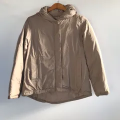 GLOBAL WORK ウツクシルエットフード付きダウンジャケット レディース M ベージュ 3082202512270036