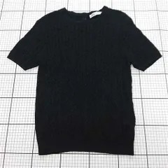 ◇ ⊂ ザラ ZARA ケーブル編み 半袖ニット ブラック系 レディース Lサイズ E  【1511060030047】