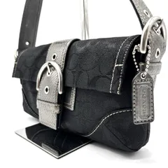 ✨良品✨ COACH y2k belt soho black leather shoulder bag ハンドバッグ コーチ キャンバス シグネチャー y2k  レディース ユニセックス 男女兼用 ブラック 黒 アクセサリーポーチ