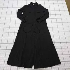 ◇ Θ ワンピース ハグユー HUG.U シャツワンピース ブラック系 ポリエステル 長袖 Mサイズ レディース E  【1511120014550】