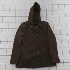 ◇ ⊇ ラジエム La-gemme フード付きウール混コート ブラウン系 レディース Lサイズ E  【1512020010284】